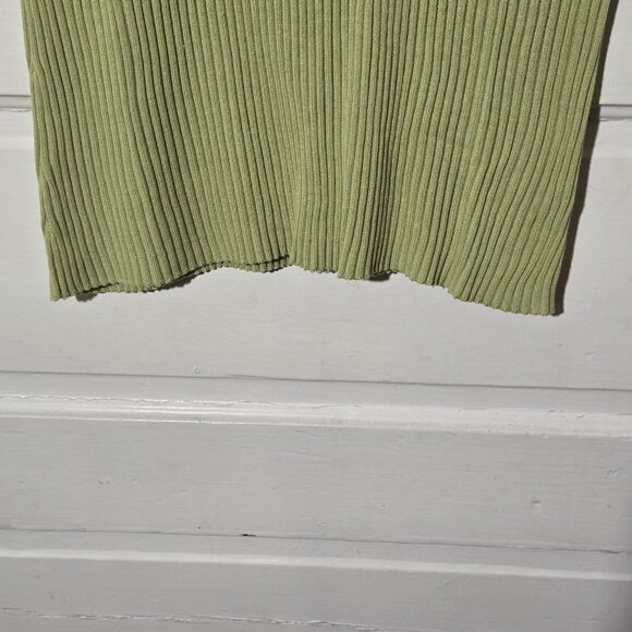 CLIO II Women Sweater Sleeveless Tank Top Green Ribbed Rounded Sunburst Size 1X - Picture 8 of 10
